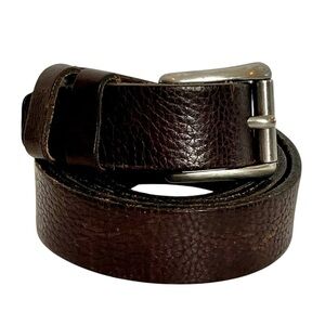 Dockers Full Grain Leather Dark Brown Classic Belt Brass Buckle Made In Italy
